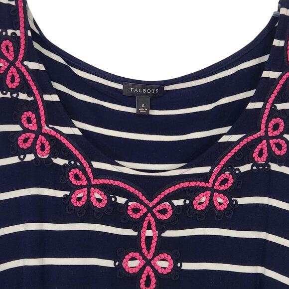 TALBOTS WOMENS MAXI DRESS SZ S BLUE WHITE PINK STRIPES PREPPY NAUTICAL COLORFUL - Picture 4 of 8